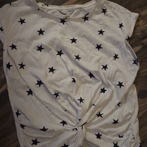 Lucky Brand White Star Print Short Sleeve Tee